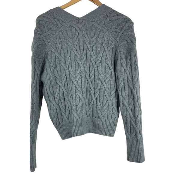 Vince NWT Interlocking Cable Cardigan Light Slate Gray Size XL Cashmere Wool - Picture 7 of 13
